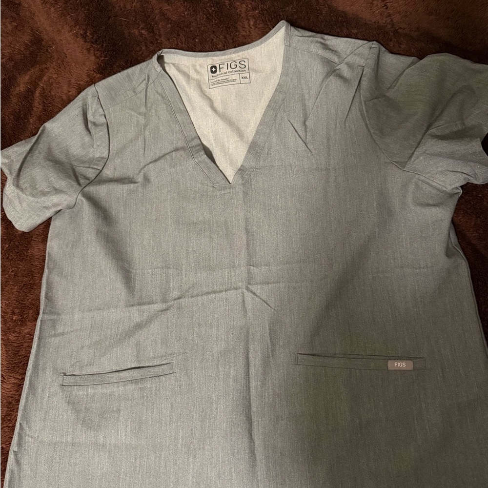 Figs Light Gray Scrub Top